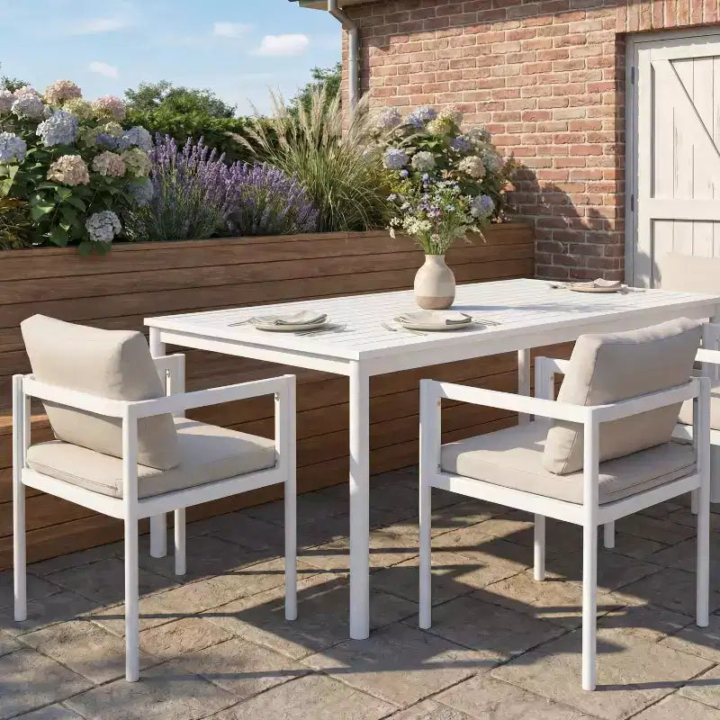 Christopher Knight Home Yoshiko Chaises de salle à manger modernes de patio en aluminium avec coussin (lot de 2)