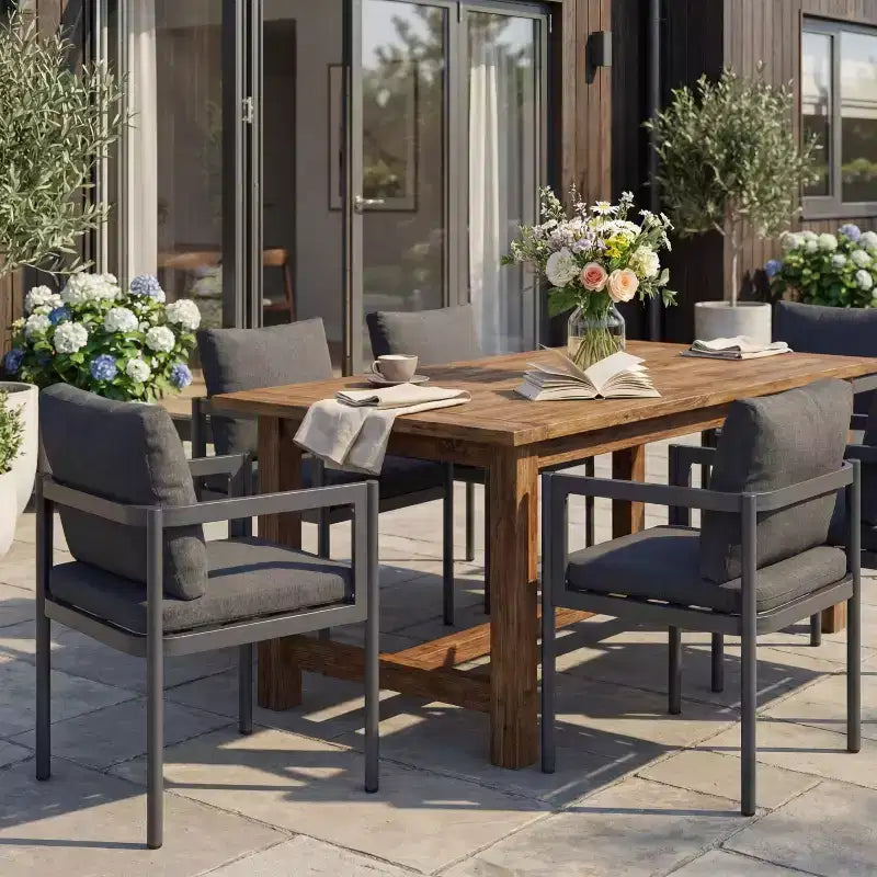 Christopher Knight Home Yoshiko Chaises de salle à manger modernes de patio en aluminium avec coussin (lot de 2)