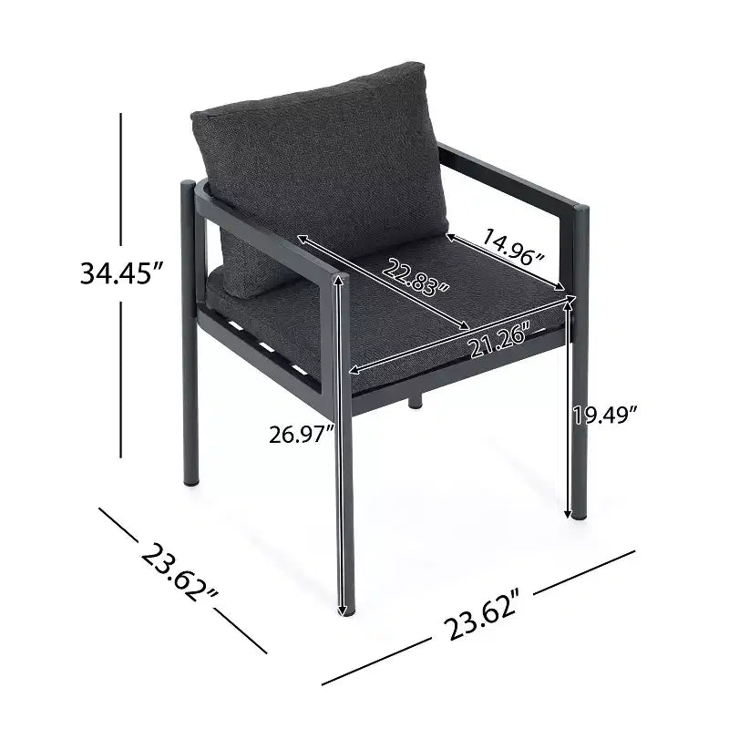 Christopher Knight Home Yoshiko Chaises de salle à manger modernes de patio en aluminium avec coussin (lot de 2)