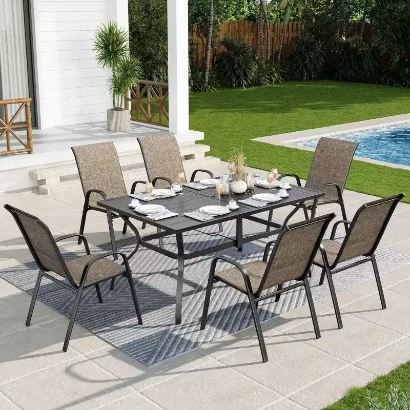 Chaises de salle à manger d'extérieur en acier avec accoudoirs et toile séchage rapide Captiva Designs