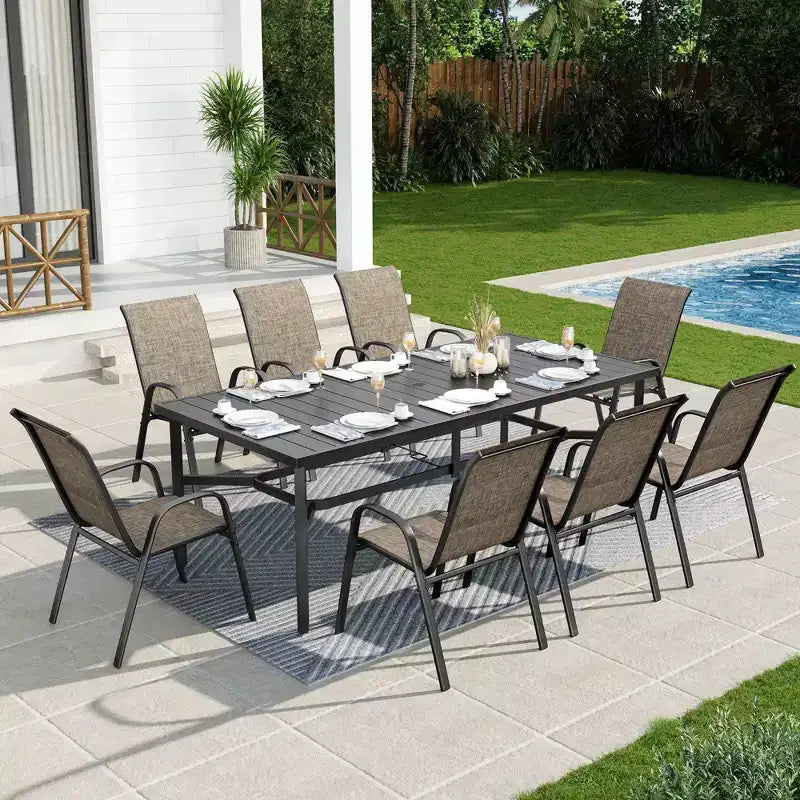 Chaises de salle à manger d'extérieur en acier avec accoudoirs et toile séchage rapide Captiva Designs