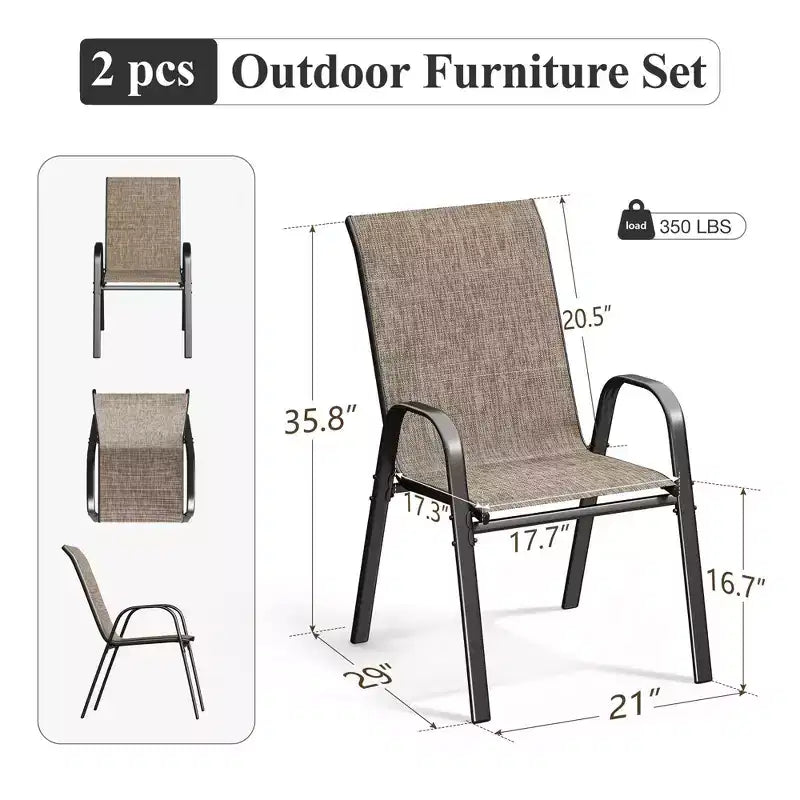 Chaises de salle à manger d'extérieur en acier avec accoudoirs et toile séchage rapide Captiva Designs