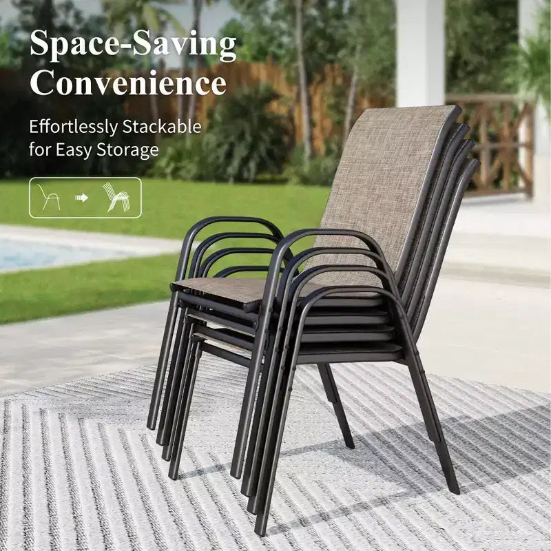 Chaises de salle à manger d'extérieur en acier avec accoudoirs et toile séchage rapide Captiva Designs