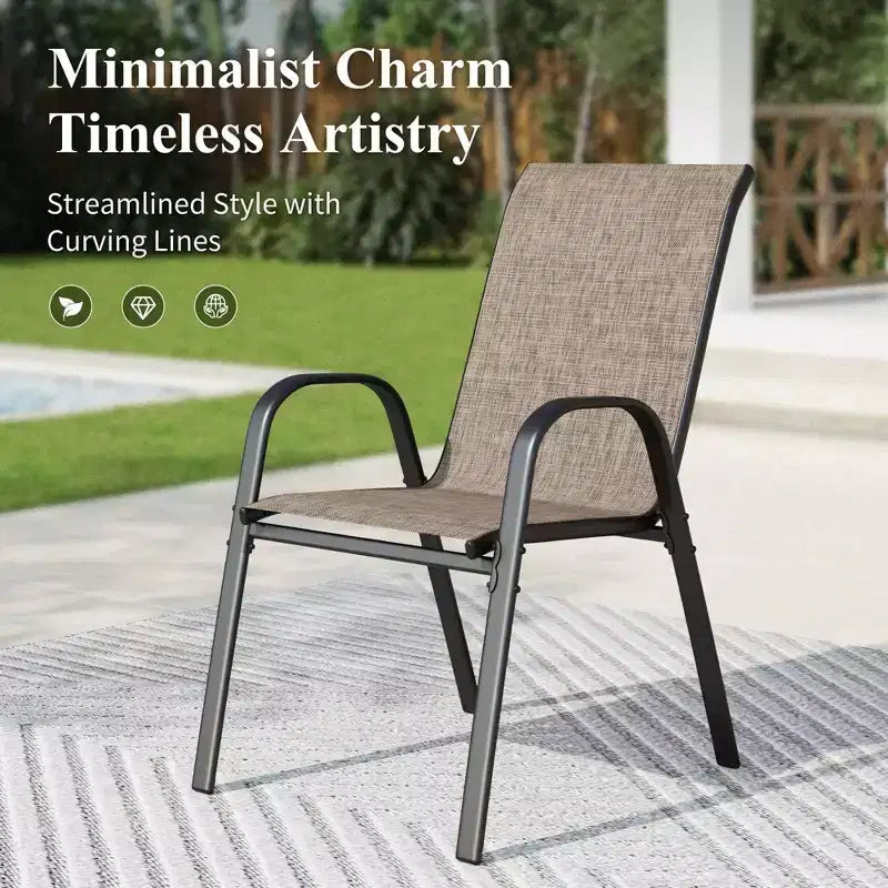Chaises de salle à manger d'extérieur en acier avec accoudoirs et toile séchage rapide Captiva Designs
