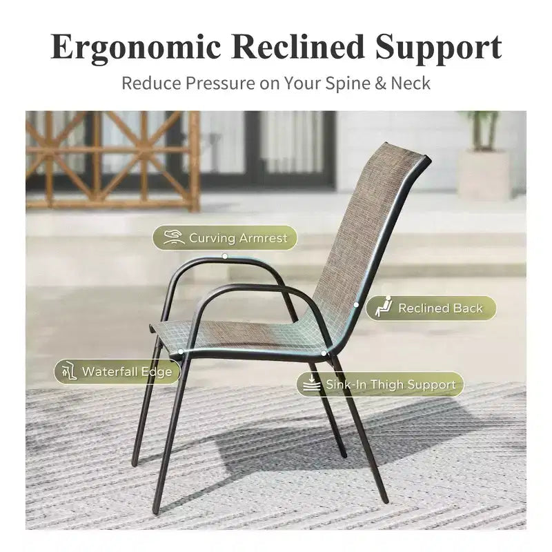 Chaises de salle à manger d'extérieur en acier avec accoudoirs et toile séchage rapide Captiva Designs