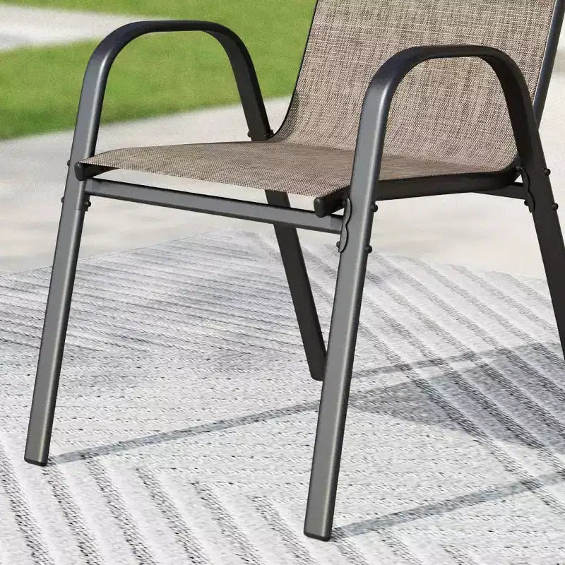 Chaises de salle à manger d'extérieur en acier avec accoudoirs et toile séchage rapide Captiva Designs