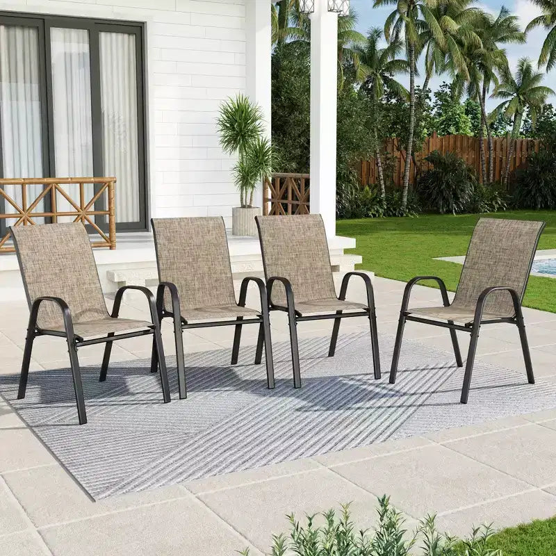 Chaises de salle à manger d'extérieur en acier avec accoudoirs et toile séchage rapide Captiva Designs