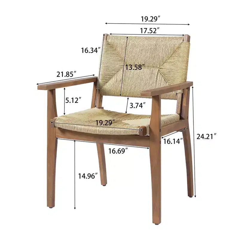 Christopher Knight Home Chaises de salle à manger modernes Jing en bois d'acacia et osier pour patio (Lot de 2)