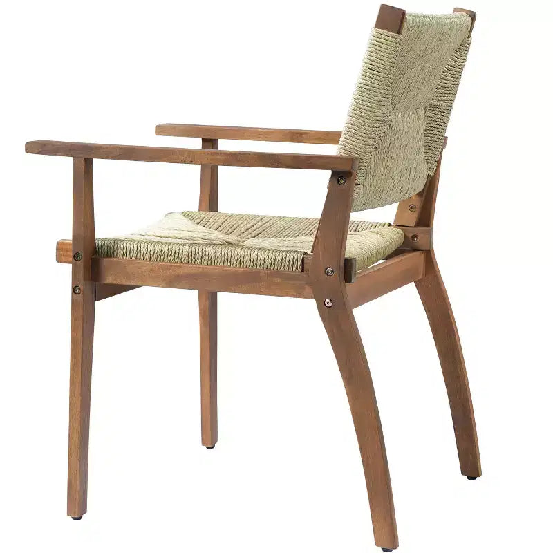 Christopher Knight Home Chaises de salle à manger modernes Jing en bois d'acacia et osier pour patio (Lot de 2)