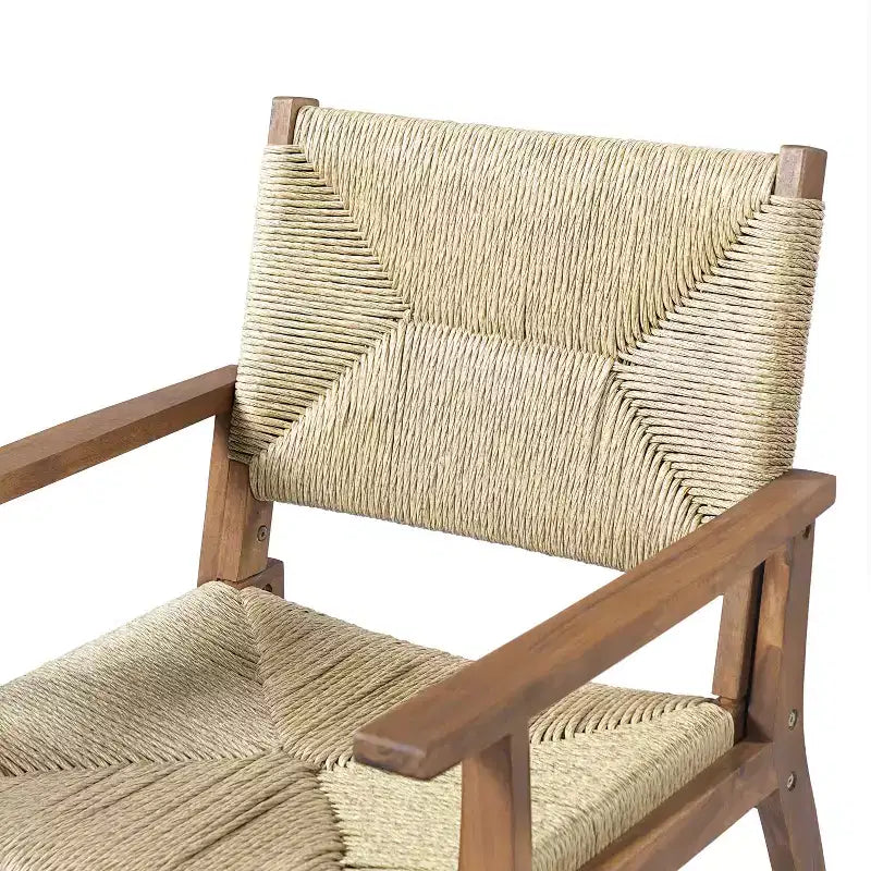 Christopher Knight Home Chaises de salle à manger modernes Jing en bois d'acacia et osier pour patio (Lot de 2)