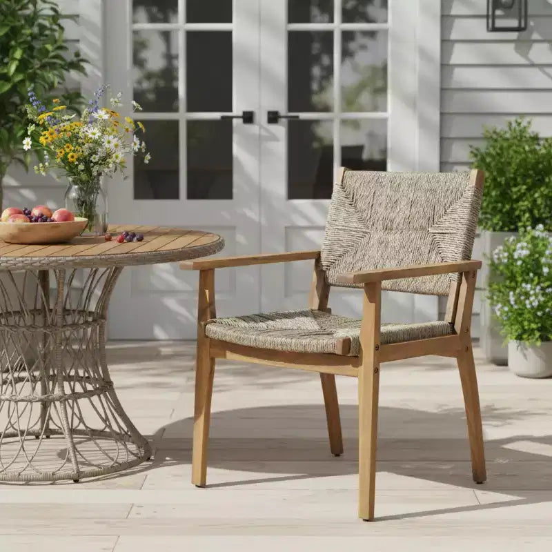 Christopher Knight Home Chaises de salle à manger modernes Jing en bois d'acacia et osier pour patio (Lot de 2)