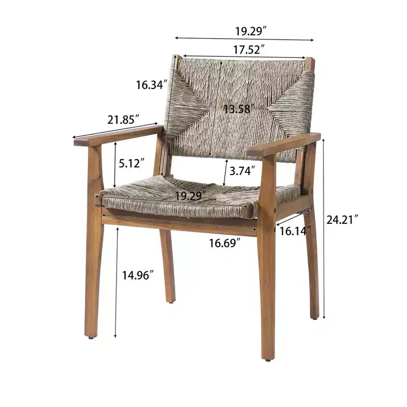 Christopher Knight Home Chaises de salle à manger modernes Jing en bois d'acacia et osier pour patio (Lot de 2)