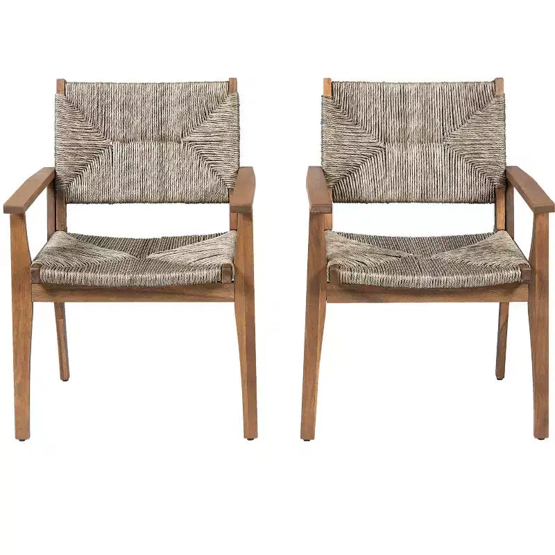 Christopher Knight Home Chaises de salle à manger modernes Jing en bois d'acacia et osier pour patio (Lot de 2)