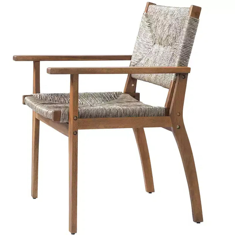 Christopher Knight Home Chaises de salle à manger modernes Jing en bois d'acacia et osier pour patio (Lot de 2)