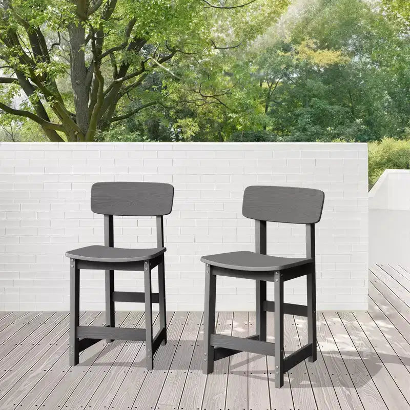 Hyleory Lot de 2 chaises de salle à manger empilables pour terrasse avec dossier à lattes classique