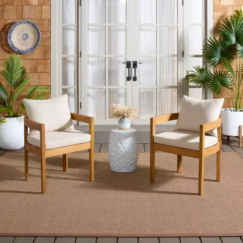 Chaise de salle à manger Kento (lot de 2) - Intérieur/Extérieur - PAT7096 - Naturel - Safavieh