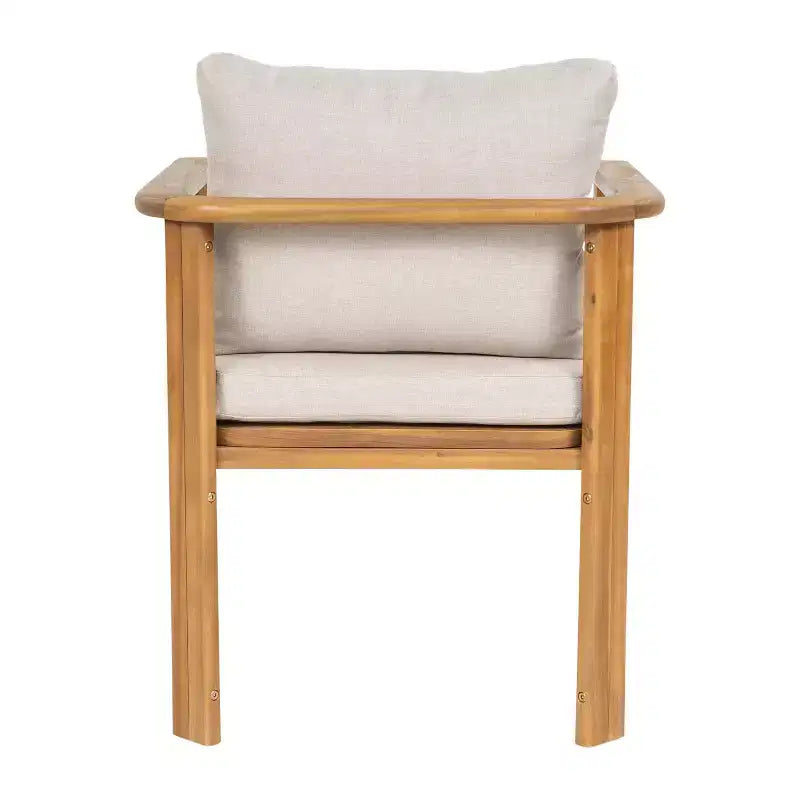 Chaise de salle à manger d'extérieur en bois d'acacia Christopher Knight Home Kaja, structure finition teck avec coussin beige, lot de 2