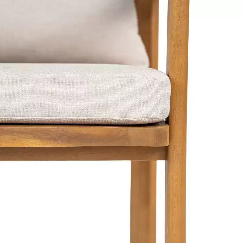 Chaise de salle à manger d'extérieur en bois d'acacia Christopher Knight Home Kaja, structure finition teck avec coussin beige, lot de 2