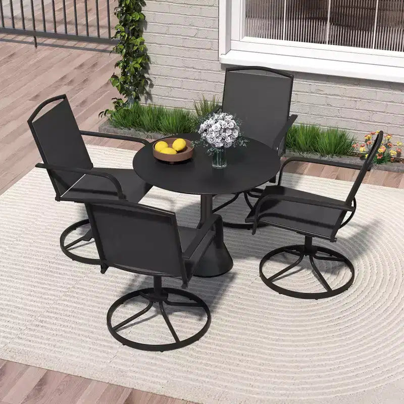 Lot de 4 chaises pivotantes Costway pour patio avec dossier haut et base ronde en métal pour jardin