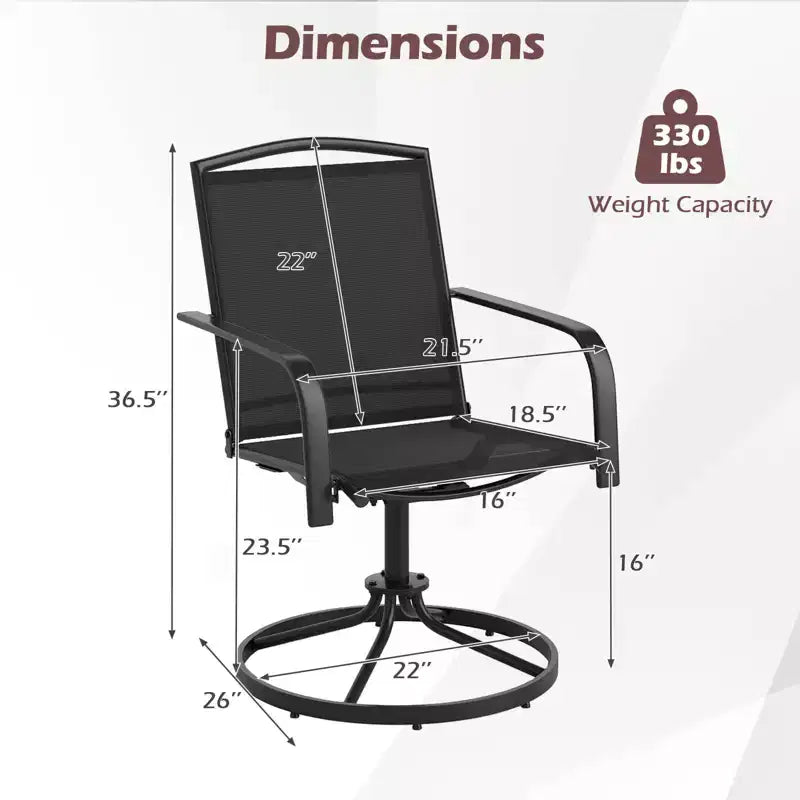 Lot de 4 chaises pivotantes Costway pour patio avec dossier haut et base ronde en métal pour jardin
