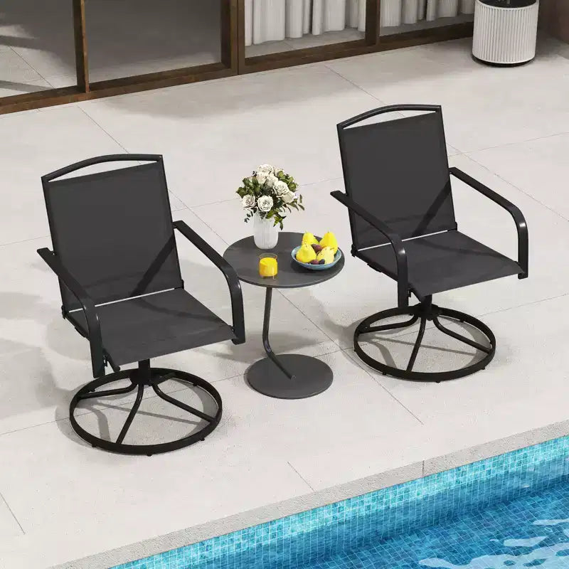 Lot de 4 chaises pivotantes Costway pour patio avec dossier haut et base ronde en métal pour jardin