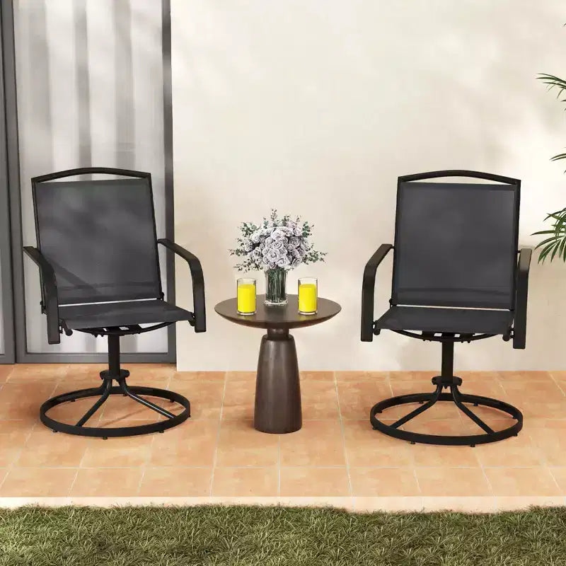 Lot de 4 chaises pivotantes Costway pour patio avec dossier haut et base ronde en métal pour jardin
