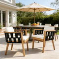Christopher Knight Home Katya Coastal Patio Acacia Wood Woven Rope Dining Chairs with Cushions