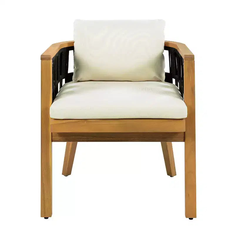Chaises de salle à manger d'extérieur Christopher Knight Home Katya en bois d'acacia tressé avec coussins