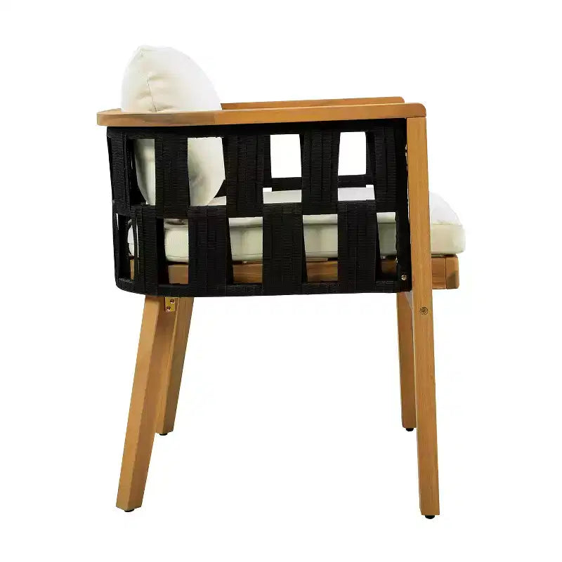 Chaises de salle à manger d'extérieur Christopher Knight Home Katya en bois d'acacia tressé avec coussins