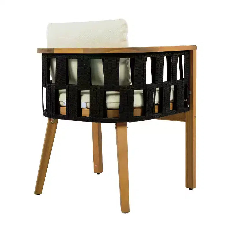 Chaises de salle à manger d'extérieur Christopher Knight Home Katya en bois d'acacia tressé avec coussins