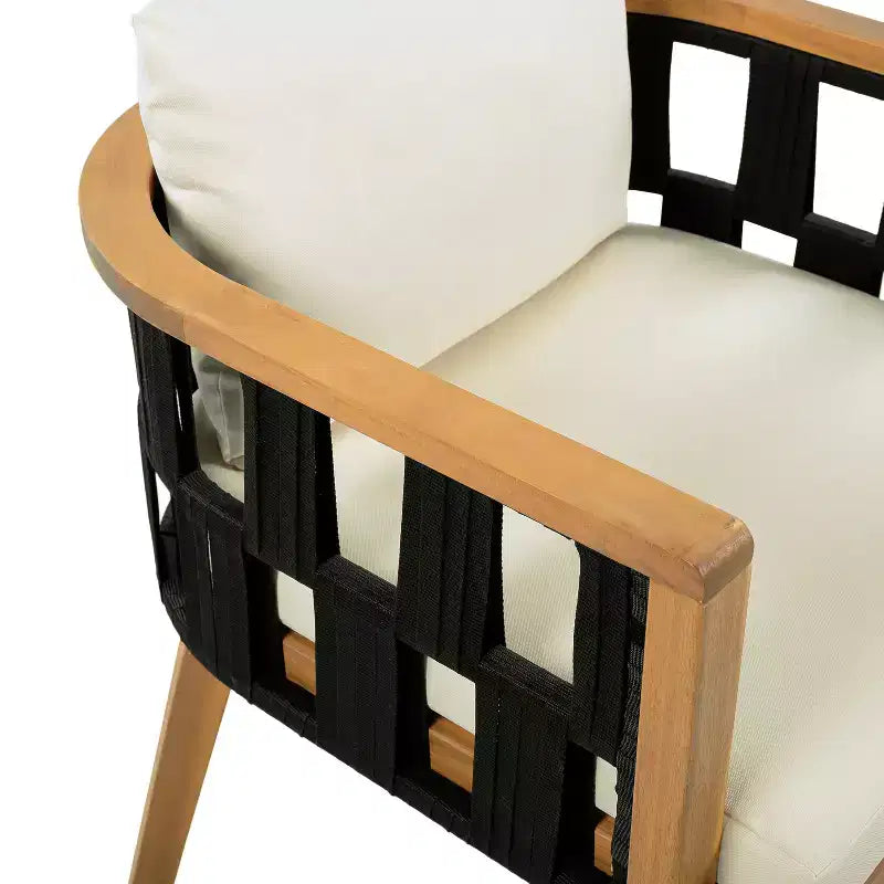 Chaises de salle à manger d'extérieur Christopher Knight Home Katya en bois d'acacia tressé avec coussins
