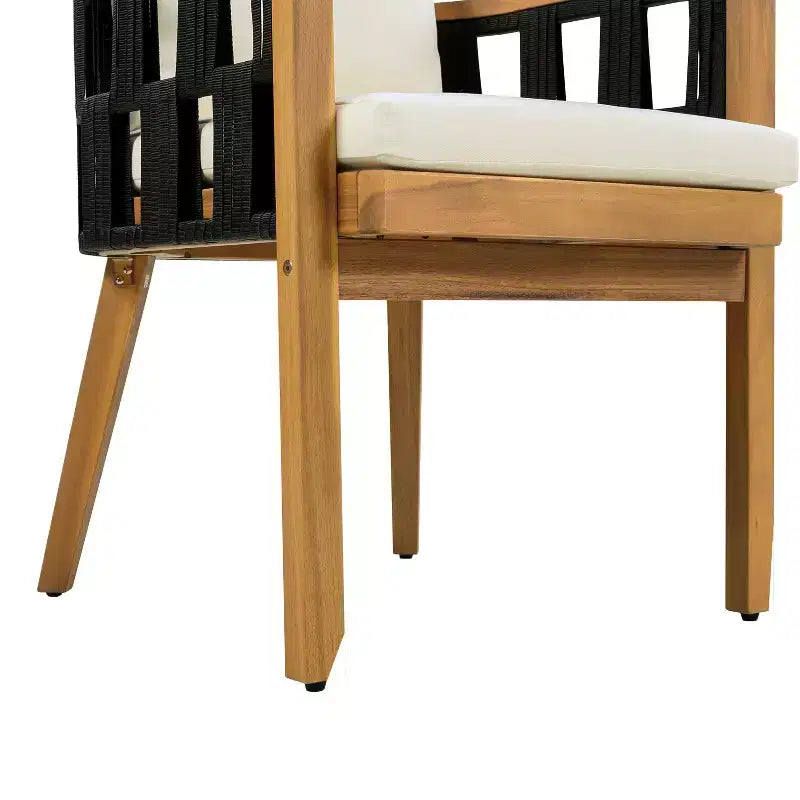 Chaises de salle à manger d'extérieur Christopher Knight Home Katya en bois d'acacia tressé avec coussins