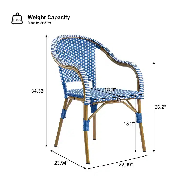 Christopher Knight Home Katell Chaises de salle à manger d'extérieur en rotin PE à la française (lot de 4)