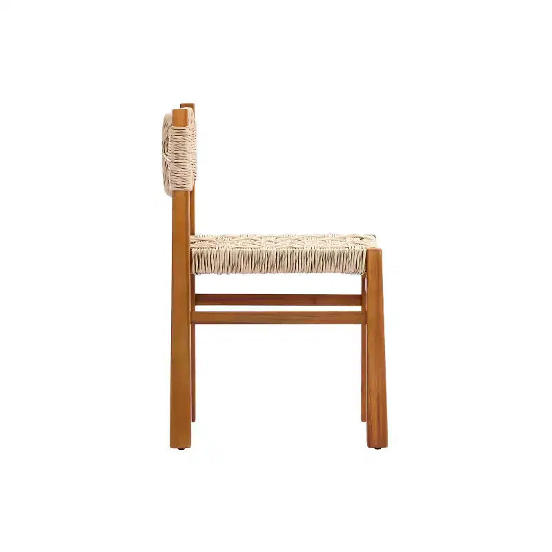 Christopher Knight Home Aurore Chaise de salle à manger d'extérieur en bois d'acacia et rotin tressé de style champêtre (Lot de 2)