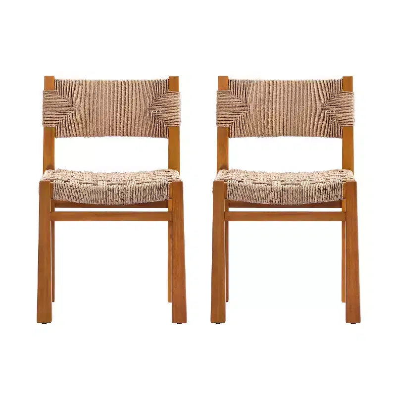 Christopher Knight Home Aurore Chaise de salle à manger d'extérieur en bois d'acacia et rotin tressé de style champêtre (Lot de 2)