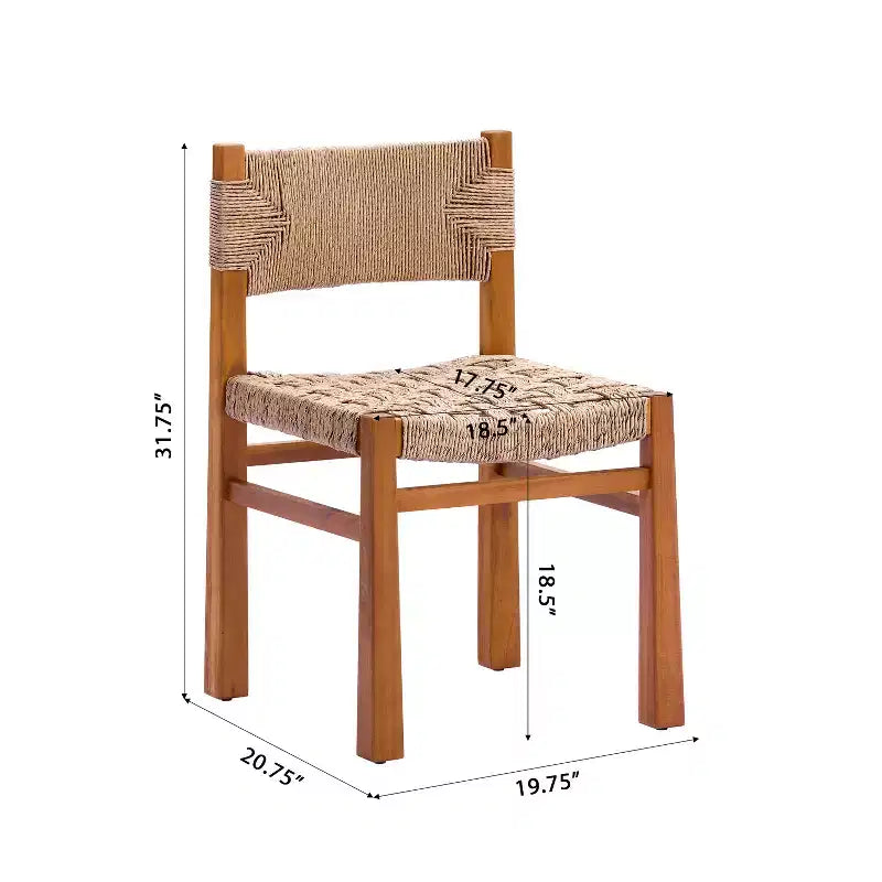 Christopher Knight Home Aurore Chaise de salle à manger d'extérieur en bois d'acacia et rotin tressé de style champêtre (Lot de 2)