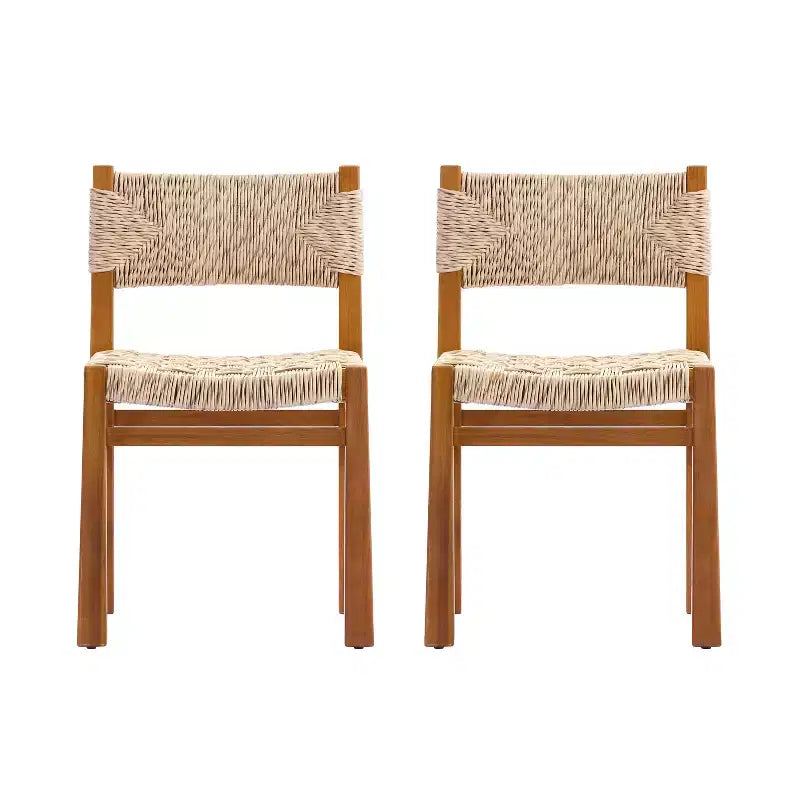 Christopher Knight Home Aurore Chaise de salle à manger d'extérieur en bois d'acacia et rotin tressé de style champêtre (Lot de 2)