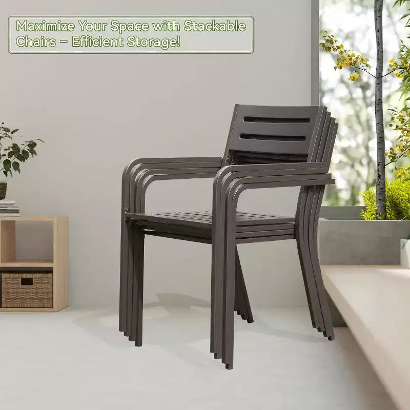 GDFStudio Domi Patio Stackable Metal Dining Chairs(Set of 4)