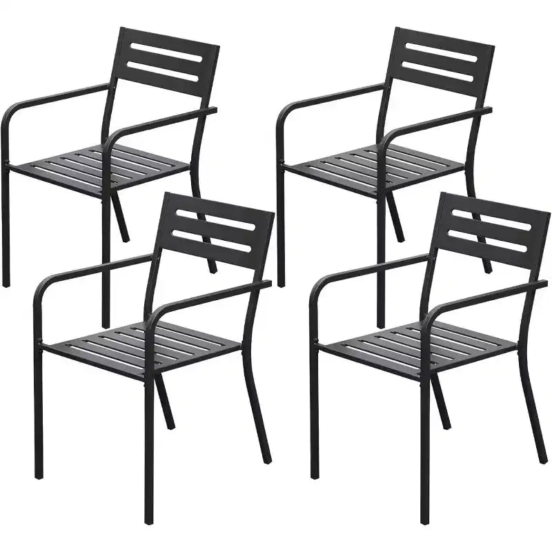 GDFStudio Domi Chaises de salle à manger empilables en métal pour patio (lot de 4)