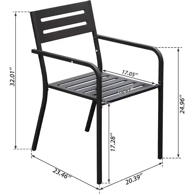 GDFStudio Domi Chaises de salle à manger empilables en métal pour patio (lot de 4)