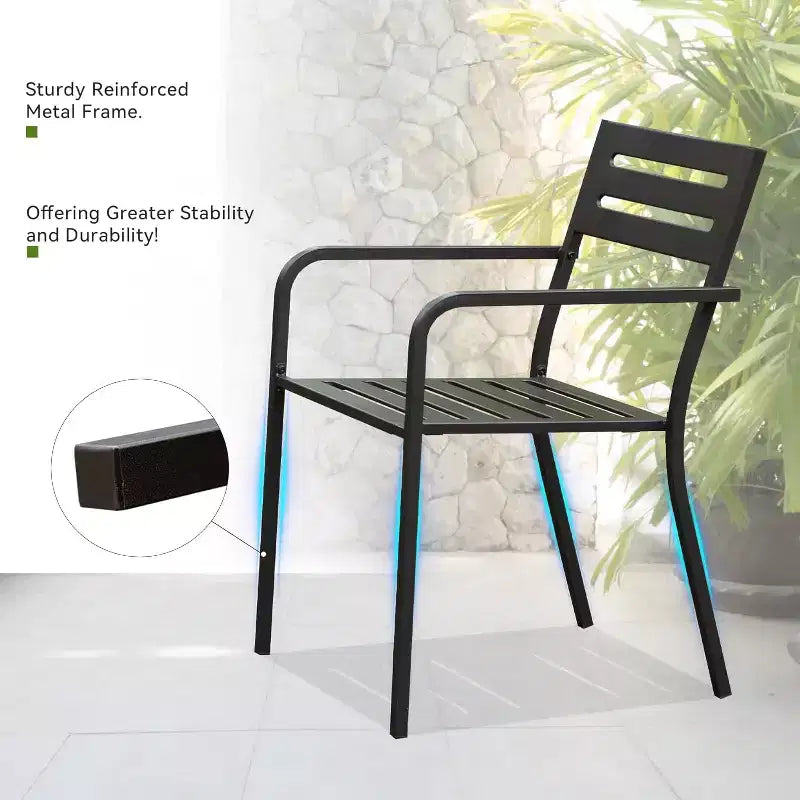 GDFStudio Domi Chaises de salle à manger empilables en métal pour patio (lot de 4)
