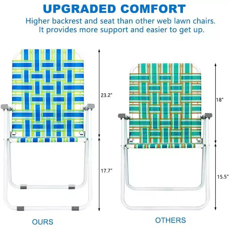 VINGLI Lot de 2 chaises pliantes en toile pour terrasse et pelouse, chaises de camping portables pour l'extérieur, la plage, la cour, le jardin