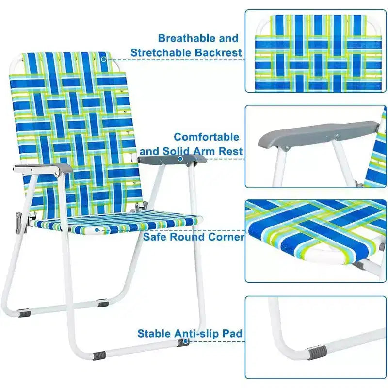 VINGLI Lot de 2 chaises pliantes en toile pour terrasse et pelouse, chaises de camping portables pour l'extérieur, la plage, la cour, le jardin