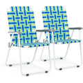 VINGLI Patio Lawn Webbed Folding Chairs Set of 2, Outdoor Beach Portable Lawn Chair Camping Chair Beach Chair for Yard, Garden Dining