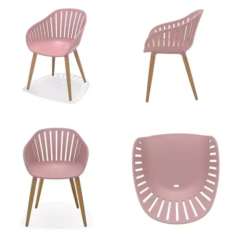 Urban Elements Ensemble de 2 fauteuils de salle à manger d'extérieur en résine recyclée rose