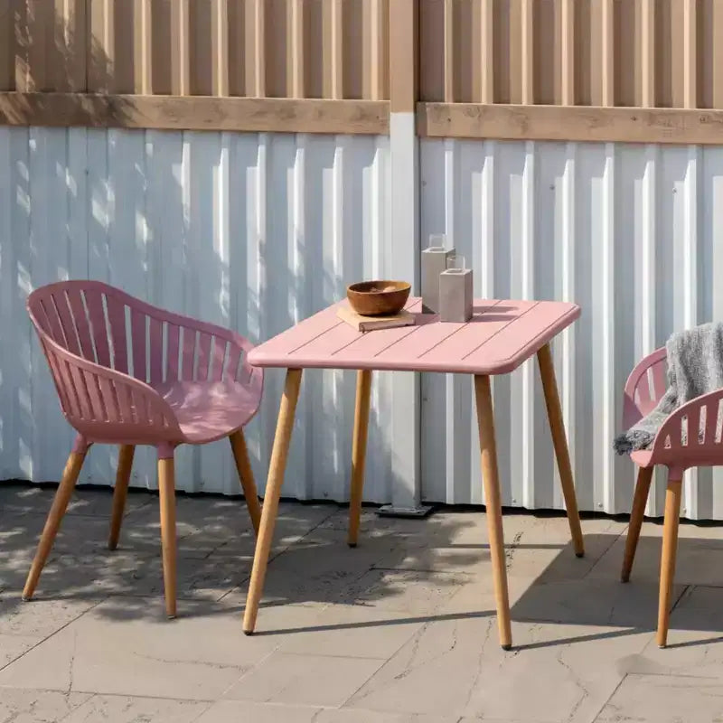 Urban Elements Ensemble de 2 fauteuils de salle à manger d'extérieur en résine recyclée rose
