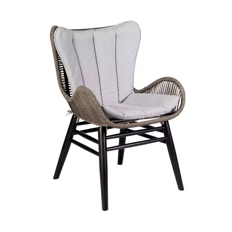Chaise de salle à manger GDFStudio Ashford en bois d'eucalyptus et corde tressée pour l'extérieur