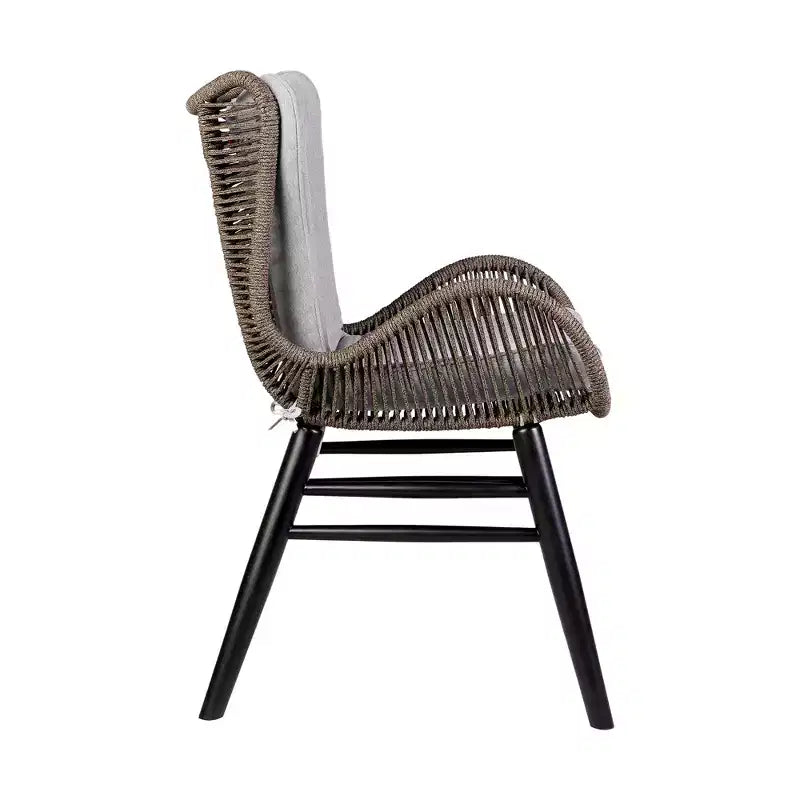 Chaise de salle à manger GDFStudio Ashford en bois d'eucalyptus et corde tressée pour l'extérieur