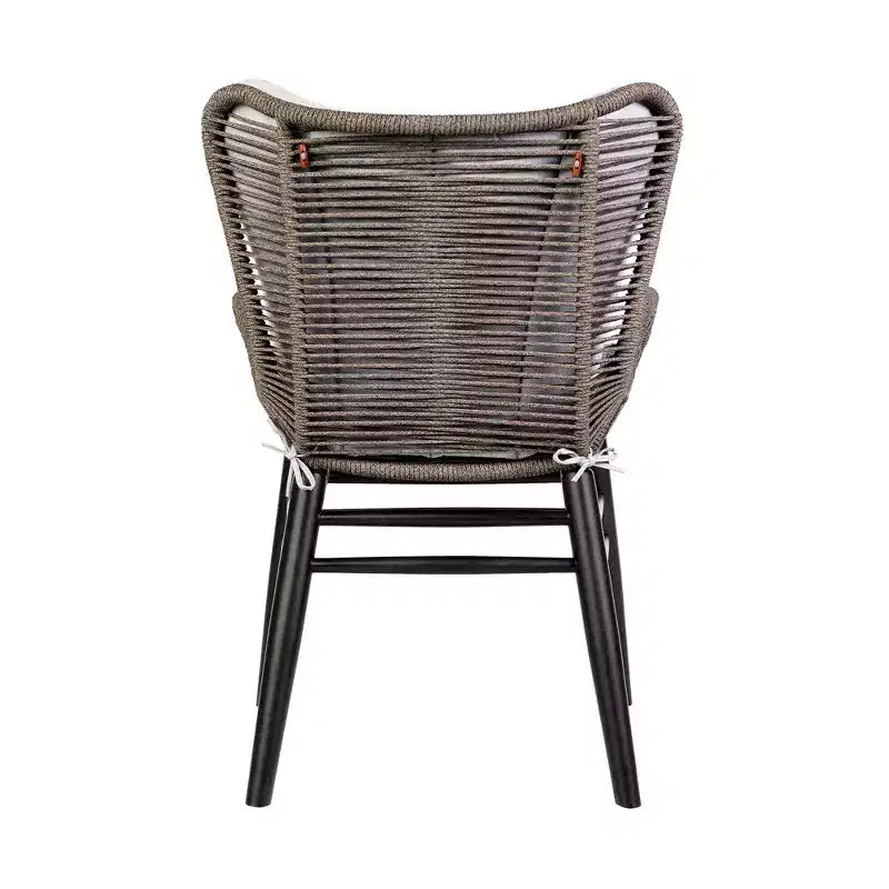 Chaise de salle à manger GDFStudio Ashford en bois d'eucalyptus et corde tressée pour l'extérieur