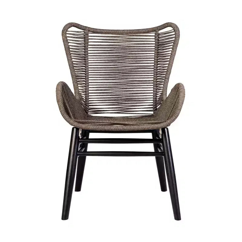 Chaise de salle à manger GDFStudio Ashford en bois d'eucalyptus et corde tressée pour l'extérieur